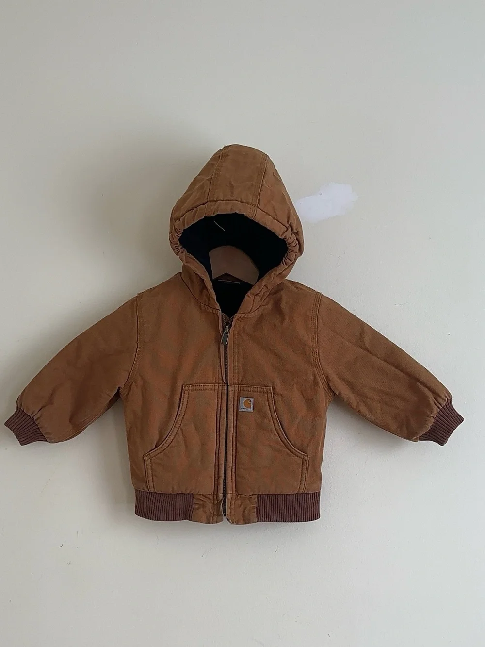 Carhartt Toddler Brown Duck Canvas Insulated Quilted Fleece-Lined Jacket 24M